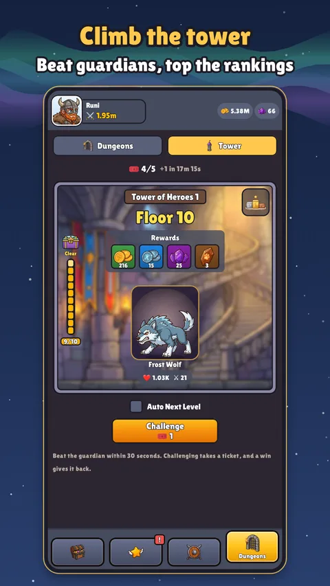 Climb the tower, beat guardians and top the rankings